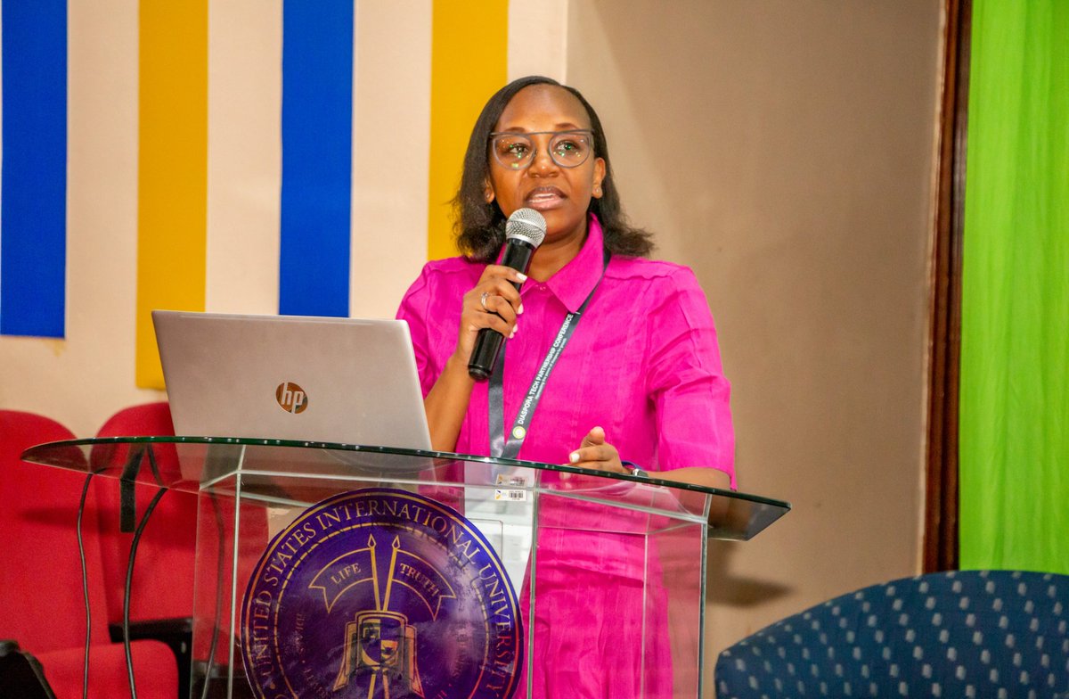SafaricomPLC's tweet photo. Safaricom's Head of Credit in Financial Services, Lucy Kiai, emphasized the transformative power of technology in tackling socio-economic challenges during the Kenya-USA Tech Forum at USIU. She highlighted how tech-driven solutions are expanding access to financial services and fostering inclusive growth, positively impacting communities. #KenyaUSATech #Kusatconference2024