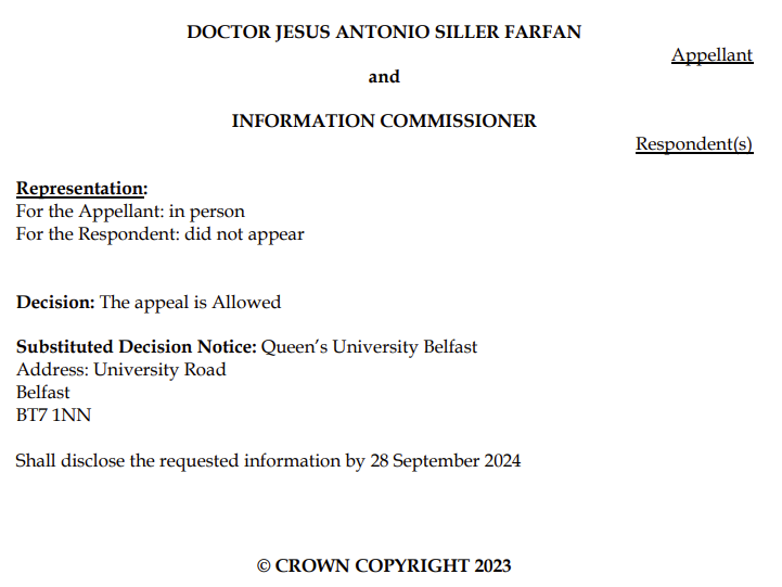 j_siller's tweet photo. Hello @Sam_Marsh101 I hope to claim my prize Soon(TM) after obtaining a court order that mandates QUB (@ucuatqub) disclose the "UCEA Code" by the end of next week. Judgement can be accessed through https://t.co/xh6y6hE2Sw

@ucu @OxfordUCU @OxfordAntiCas @USSbriefs https://t.co/8r7Xw2qIDc
