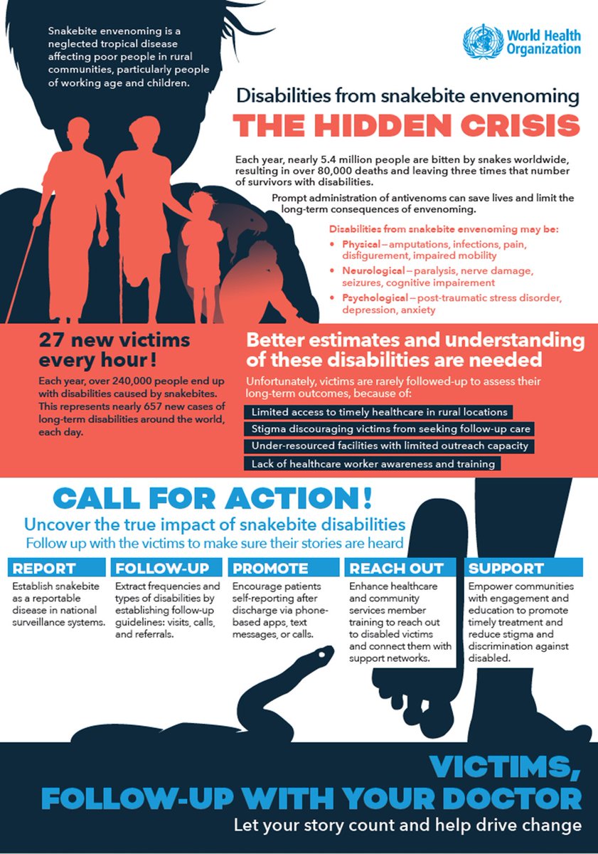 It's International #SnakeBite Awareness Day!

Snakebite envenoming is a neglected medical emergency and disabilities from snakebite envenoming is severely underreported bit.ly/4df577Y