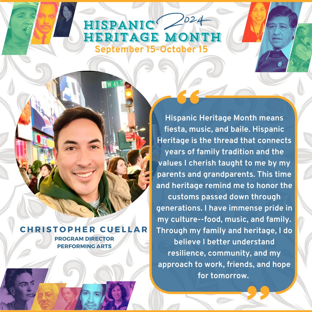 Today, we are honored to spotlight Christopher Cuellar, our talented Program Director of Performing Arts. His dedication to providing students with opportunities and choices to express themselves through the arts is truly inspiring. 

Thank you, Christoper, for all you do for our