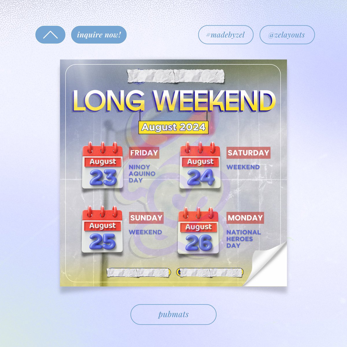zelayouts's tweet photo. PUBLICATION MATERIALS ✸ #madebyzel
╰┈➤ portfolio: https://t.co/nDUuyZhlsE

🌟 DM for inquiries!

༄ lf client commission graphic designer layout editor digital poster infographics pubmat brochure logo dp blast ppt powerpoint flyer caption kpop comms https://t.co/Su3VLpyKLo