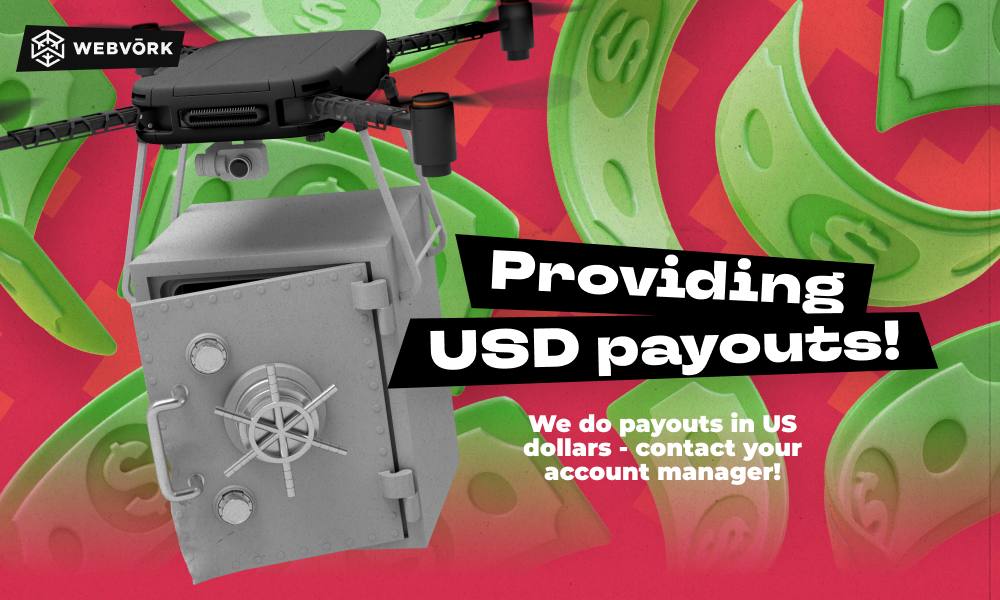 Webvorkcom's tweet photo. 💸 WE PAY OUT IN $$$

For your convenience, we’re introducing a feature of accruing payout rates in both € and $🔥
Withdraw payouts in a currency convenient for you!
👉🏻 For any questions contact your personal manager😉 https://t.co/WQfDAbw4RL