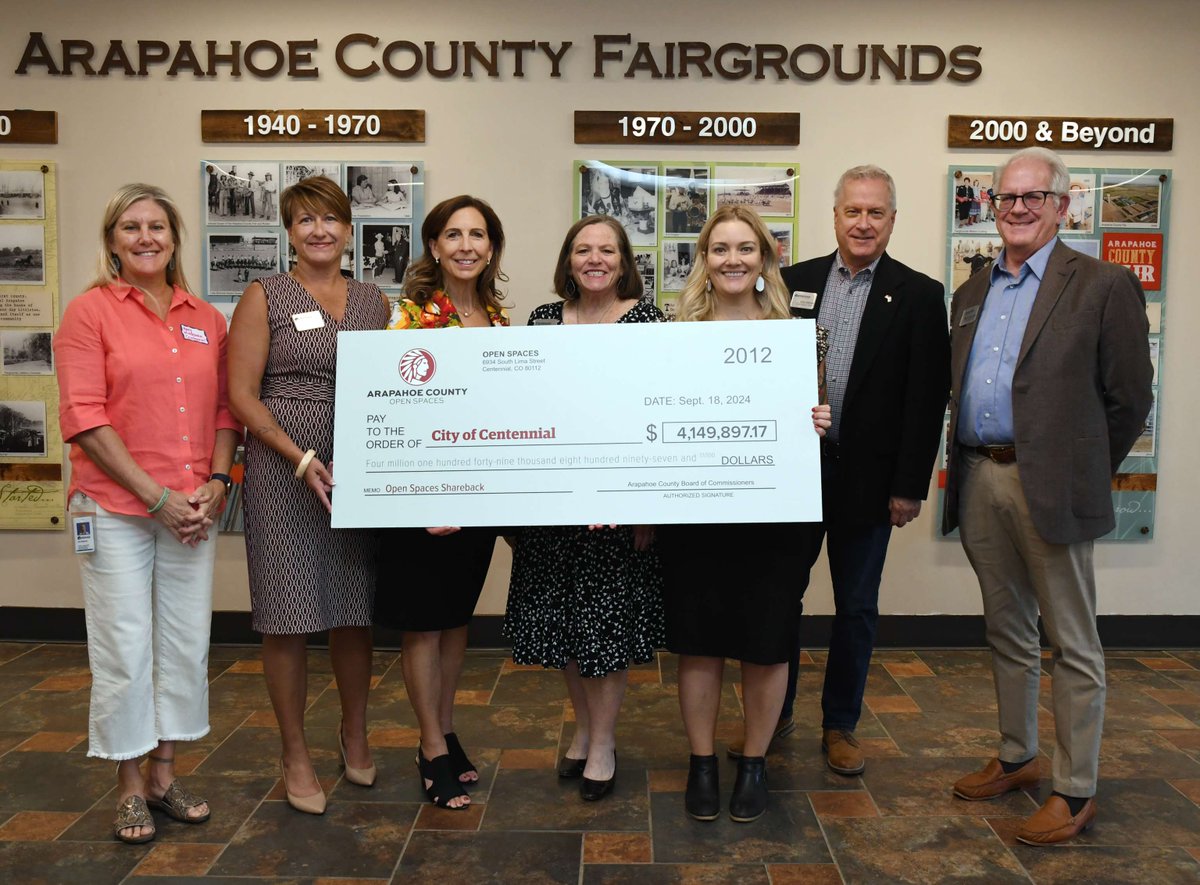 ArapahoeCounty's tweet photo. Congratulations to all the cities, towns and agencies who received funds for parks and recreation projects as part of Arapahoe County’s #Shareback and Open Space Grant Program! Commissioners distributed more than $27 million at a ceremony Wednesday. https://t.co/y0vpFhtmE9 https://t.co/2BLPlxt5cE