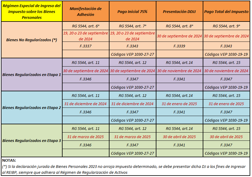 ‼ REIBP: recordatorio de fechas de vencimiento y cuestiones puntuales a tener en cuenta en cada una de las etapas y según se trate de bienes regularizados o no regularizados.