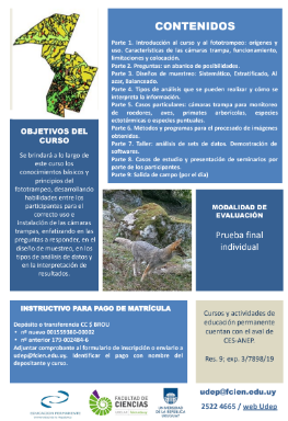 eduperfcien's tweet photo. Estimad@s,  Están abiertas las inscripciones para la pasantía  EP "FOTOTRAMPEO APLICADO AL MONITOREO DE LA BIODIVERSIDAD".  INSCRIPCIONES: https://t.co/0op32MVTkX…………hasta el 10 de octubre. Matrícula: $1000 .  Adjuntamos más info. https://t.co/oqXgi2IwTw