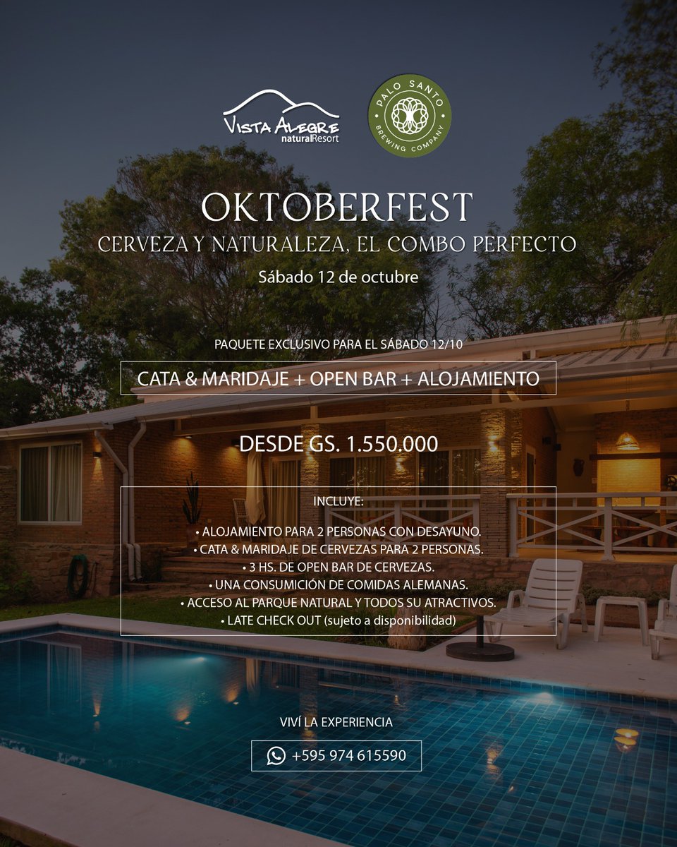 vistaalegrepy's tweet photo. Oktoberfest en Vista Alegre Natural Resort! No te lo pierdas! Vení a disfrutar de una experiencia única en colaboración con @PBrewingco 🍻 https://t.co/C1lMkeMrkk