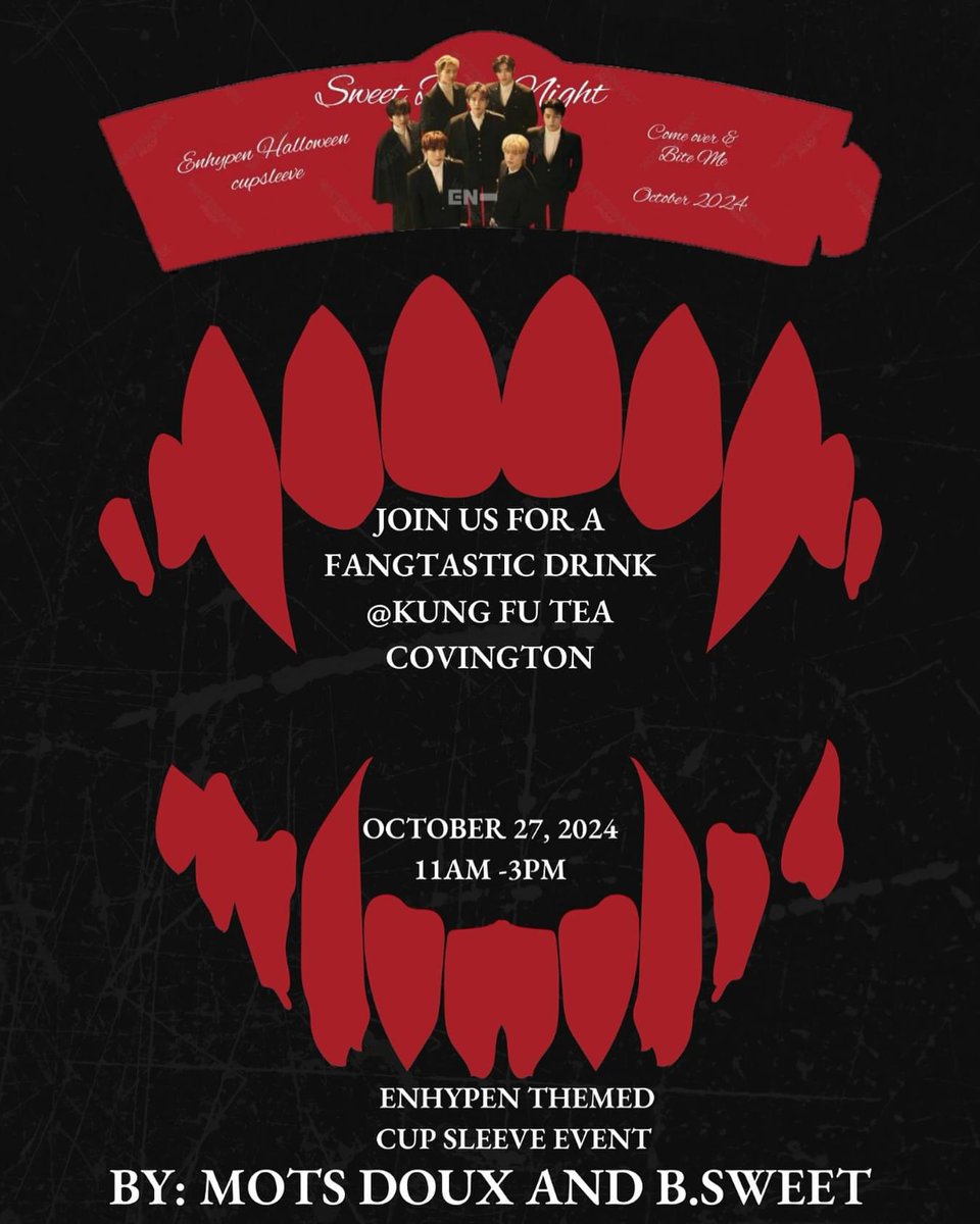 Offici_ArI's tweet photo. HELLOO NORTHSHORE!! Mots Doux would like to announce our first cup sleeve event on the north shore @kungfutea_covington on October 27th 2024 from 11am - 3pm!
#cupsleeveevent #enhacupsleeve #kpopcupsleeve #enhypen #kpop #boba #kungfutea #kungfuteacovington #motsdoux #motsdouxent https://t.co/izOBCf75ab
