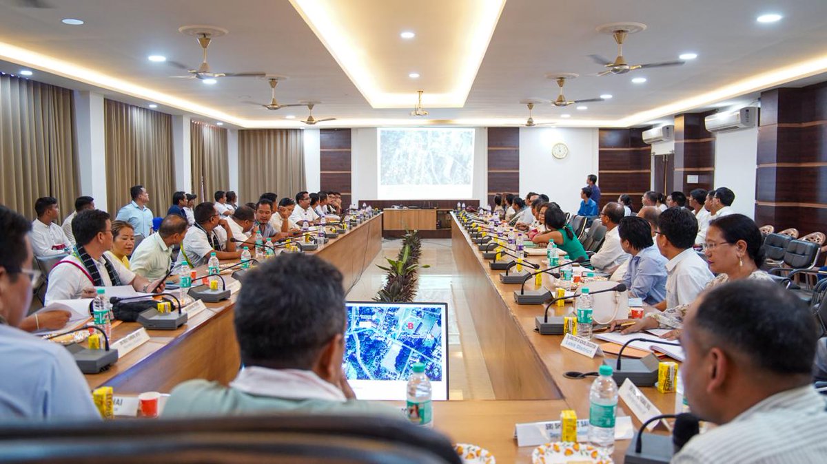 Chaired the Chintan Shivir Review Programme today, where we assessed the ongoing initiatives and discussed future strategies for the development of Tezu. The session saw active participation from HMLA Dr. <a href="/MoheshChai/">Dr Mohesh Chai</a> Ji, 1/3