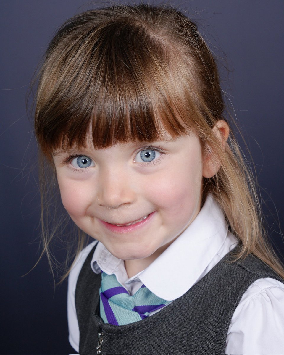 EmoKidPrincess's tweet photo. @Rannoch_ELCC thought I'd share Es first school photo with you guys. She was a wee bit excited 😂🥰 https://t.co/fI3v607xgz