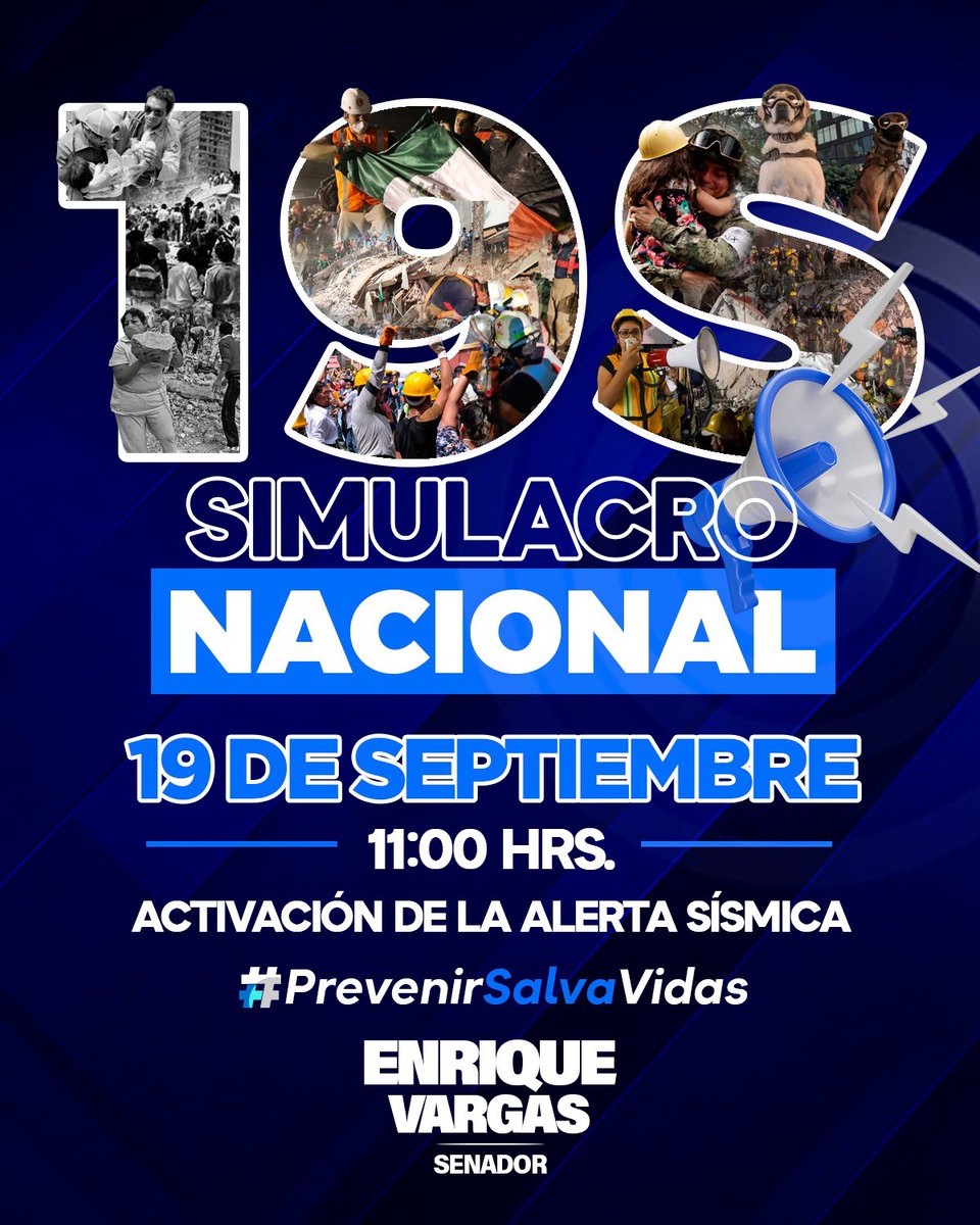 El día de hoy, a las 11:00hrs se llevará a cabo un simulacro de sismo, con activación de la alerta sísmica.  (1/2)