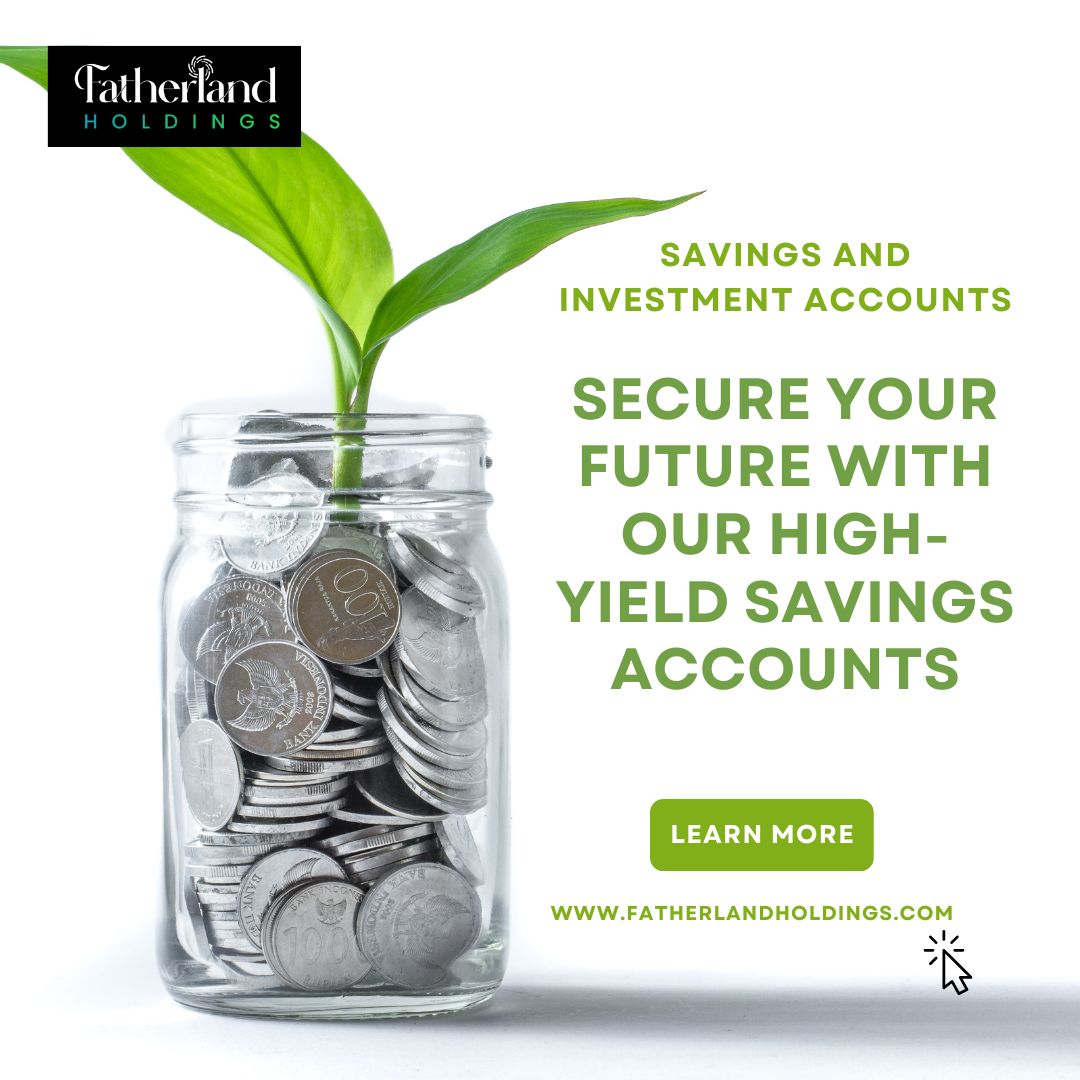 Fatherland_io's tweet photo. Secure your future with Fatherland Money’s high-yield savings and investment accounts! Tailored to meet your financial goals, our solutions help you save and grow wisely. 

Learn more: https://t.co/k3Xl5gNKfO

#FinancialGoals #InvestSmart #FatherlandMoney https://t.co/36EP26MjvF
