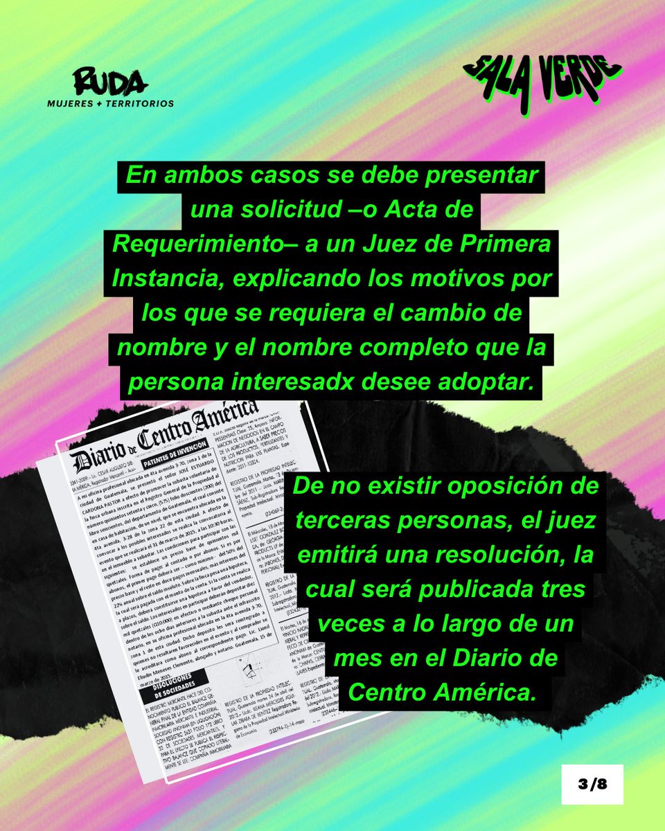 ruda_gt's tweet photo. #SalaVerde 🟢  Lxs guatemaltecxs trans ya pueden cambiar de forma legal su nombre asignado por uno que represente su identidad de género.

👉🏽 Sin embargo, aún es cuestionable lo poco accesible y dificultoso del proceso.

Con información de Asociación de Mujeres Trans en Acción (AMTA), Lambda, Renap.