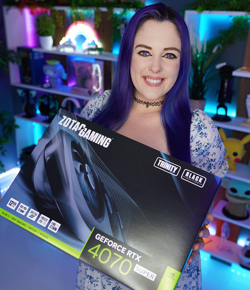 Hey techy nerds ✌️

Today we're trying out our #giveaway graphics card, the <a href="/ZOTAC_UK/">ZOTAC UK</a> RTX4070 12GB Trinity Black Super Overclocked Edition on #BlackMythWukong!

Join to see how to enter and check out Black Myth Wukong's awesome photo mode twitch.tv/blueandqueenie #ad