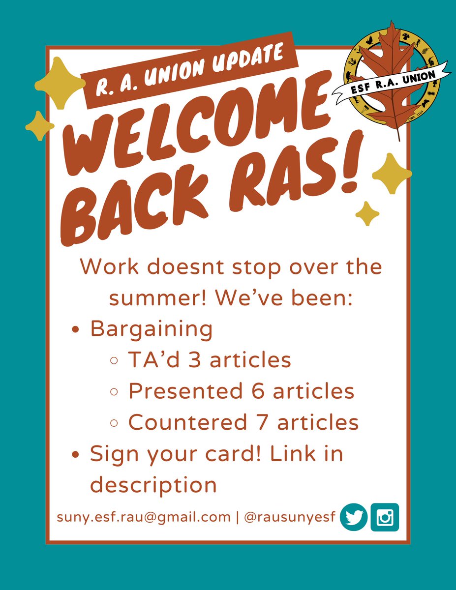 RA Union Summer Wrap-up

SIGN YOUR CARD! cwaraunion.org/node/306/

Show your solidarity!