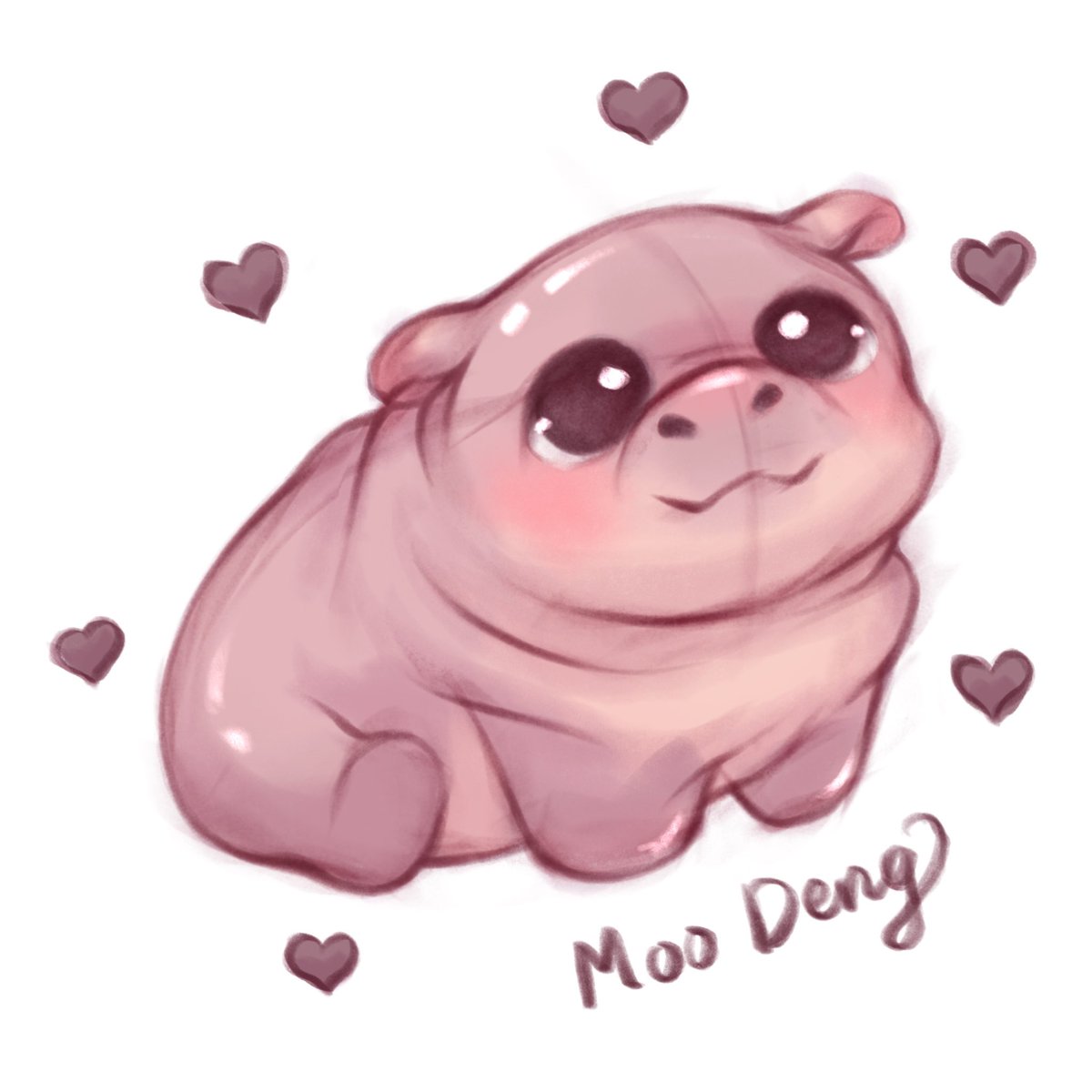 Moo Deng 💗 I just had to draw this absolutely adorable baby 💗 #MooDeng