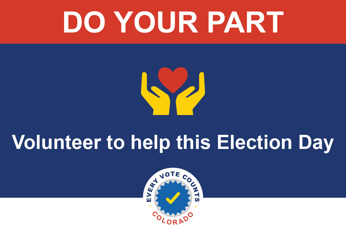 Our community members make our elections run. Get involved. Reach out to your county clerk to learn more about ways to volunteer for elections.  loom.ly/oK66q4E #EveryVoteCountsColorado