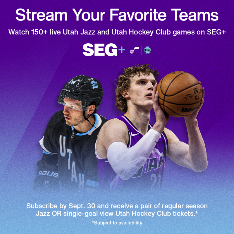 utahjazz's tweet photo. 💜 𝗦𝗘𝗚+ 𝗜𝗦 𝗛𝗘𝗥𝗘 💜

Watch live @utahjazz &amp; @utahhockeyclub games all season long on one convenient platform 📺📱💻

Sign up now 👇