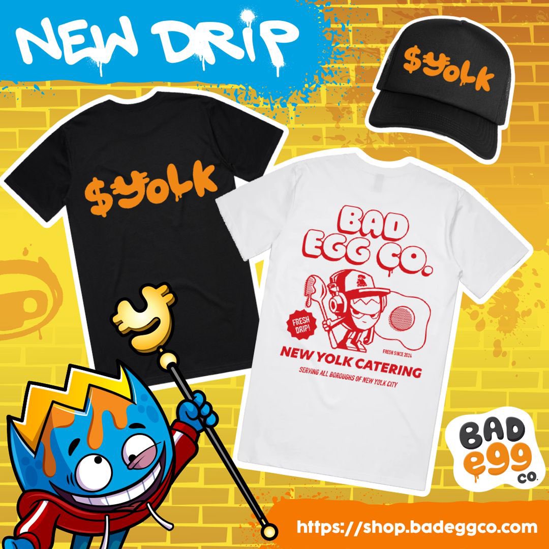 Ready to look as drippy as $Yolk? 🥚

Our limited edition $Yolk cap and tees just hatched! Scramble yours up before they’re all gone with code ‘$Yolk20’ for 20% off 🧢👕 

shop.badeggco.com/collections/yo…
