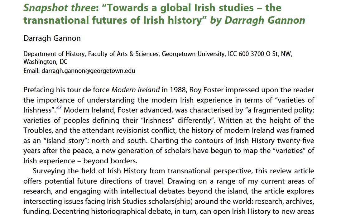 Darragh Gannon (@dgannon2016) on Twitter photo ✅✅✅✅✅✅✅✅✅✅✅
‘Towards a Global Irish Studies: the transnational futures of Irish History’
With thanks to the editors <a href="/IrishStudiesRev/">Irish Studies Review</a> and the guest editors of this special issue for the invitation to contribute this research/review article on the state of the field ✍️ ✅✅✅✅✅✅✅✅✅✅✅
‘Towards a Global Irish Studies: the transnational futures of Irish History’
With thanks to the editors <a href="/IrishStudiesRev/">Irish Studies Review</a> and the guest editors of this special issue for the invitation to contribute this research/review article on the state of the field ✍️