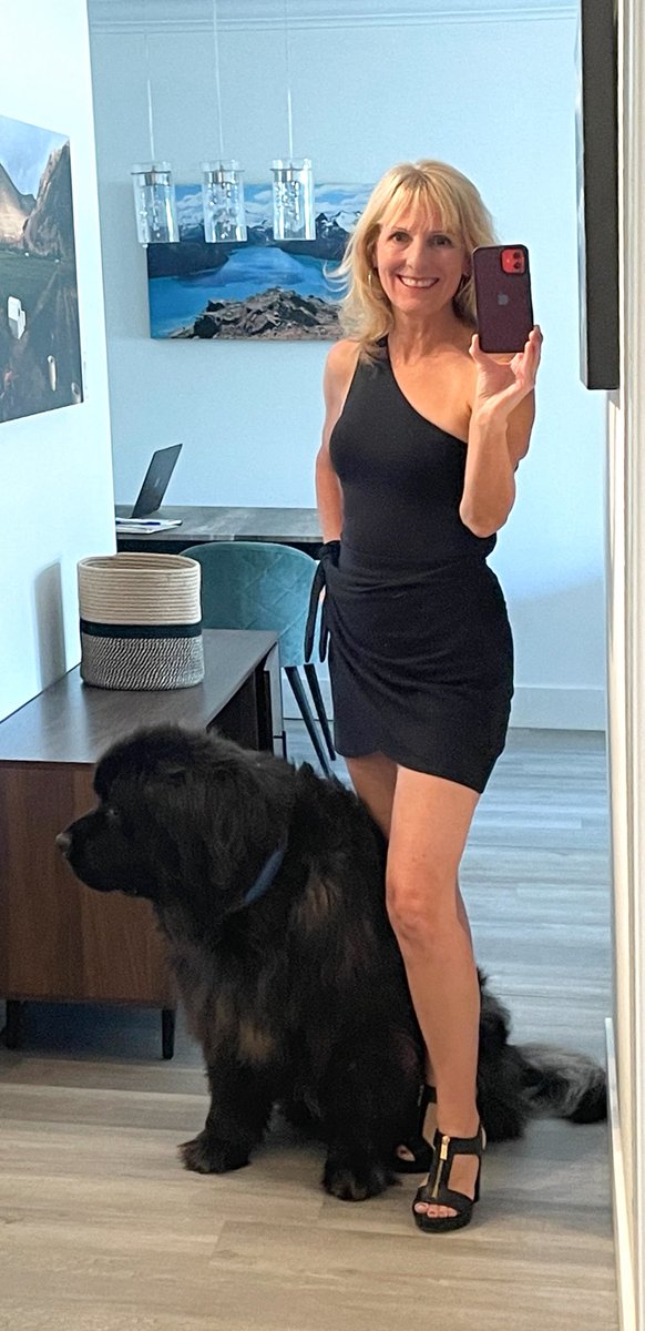 I didn’t take photos at the triathlon on the weekend but dressed up after a few days of recovery… Here’s celebrating triathlon #3 in my 50s. Placed 2nd in my category and top third for women. Photo with my Monster girl (Newf dog).