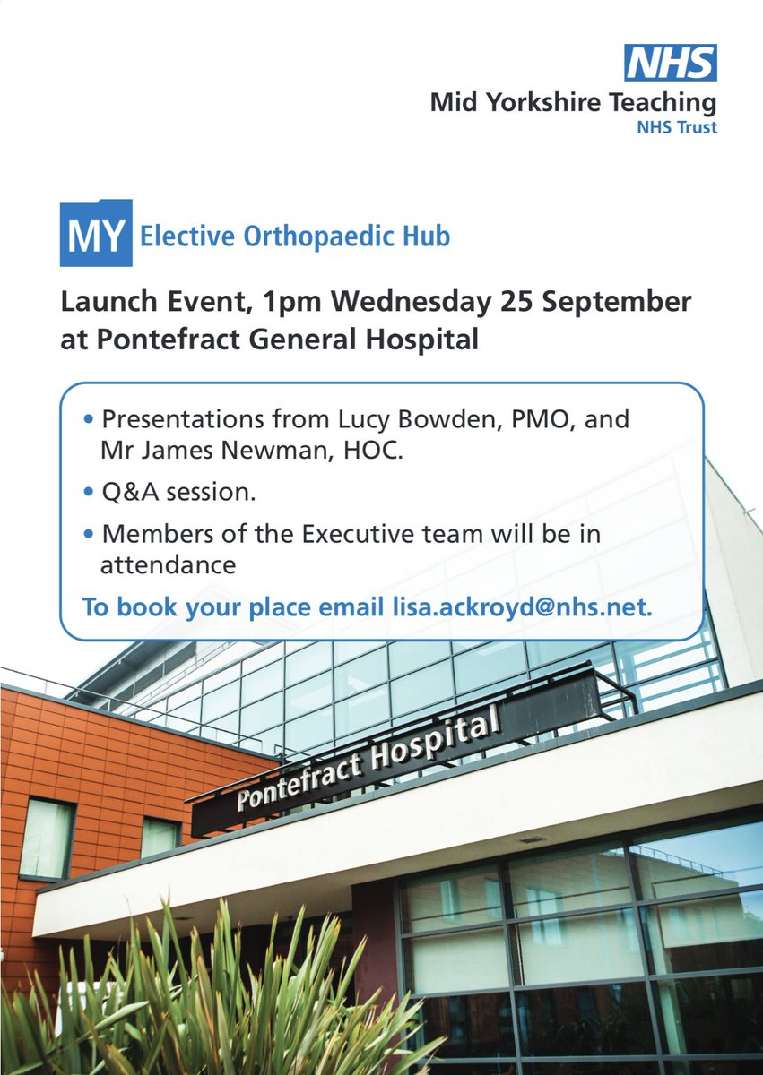 My long term vision is now becoming a reality, the future is exciting for my nursing team and our orthopaedic patients. The hub will be a dedicated centre to deliver the very best in orthopaedic elective care. 
#orthopaedic #orthopaedicnursing 💙
@DosMyht @Miss_KeelyR