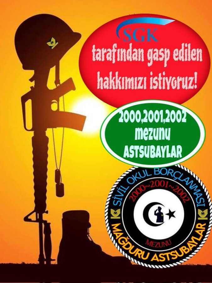 <a href="/CengizErte94851/">Cengiz ERTEN</a> <a href="/VeyselCengi/">Bağımsız Cumhurbaşkanı Adayı</a> <a href="/TECPARorg/">Türkiye Emekliler ve Çalışanlar Partisi</a> <a href="/AnkaHaber/">AnkaHaber</a> <a href="/cumhuriyetgzt/">Cumhuriyet</a> <a href="/gazetesozcu/">Sözcü</a> <a href="/halktvcomtr/">Halk TV</a> <a href="/tele1comtr/">Tele1 TV</a> <a href="/BabalaTv/">BaBaLa TV</a> @flashhabertvcom <a href="/can_atakli_/">Can Ataklı</a> <a href="/eczozgurozel/">Özgür Özel</a> <a href="/scilesiz52/">Seyfettin ÇİLESİZ Yargıtay Onursal Üyesi</a> <a href="/herkesicinCHP/">CHP 🇹🇷</a> <a href="/Akparti/">AK Parti</a> @Mem_Der SİVİL OKUL BORÇLANMASI Mağdurları 2000, 2001 ve 2002 devresi ASTSUBAYLAR, hem yaş mağduru hem de FHZ yani yıpranma hakkı mağdurlarıdır. 
* SGK; <a href="/TRombudsman/">Kamu Denetçiliği Kurumu (Ombudsmanlık)</a> tarafından verilen olumlu TAM TAVSİYE kararını görmezden gelerek onları yok saymıştır...
#ÜniformalıSGKmağdurları