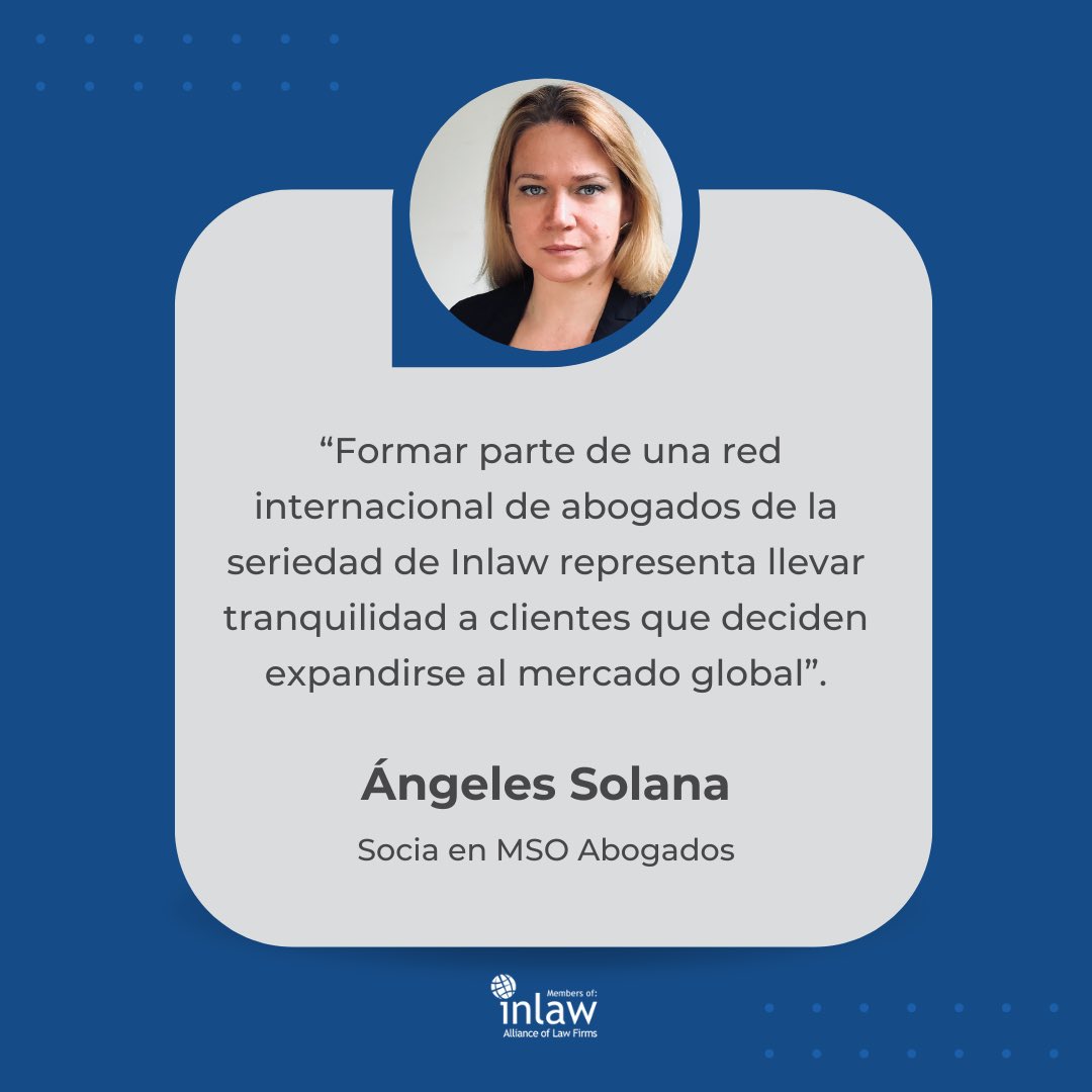 ¿Cómo se afrontan los desafíos legales en un mundo de negocios en expansión?

<a href="/AngelesSolana/">Angeles Solana</a> socia del despacho de MSO Abogados en Argentina 🇦🇷, es parte de las y los profesionales que integran nuestra alianza y esto para ella representa:
