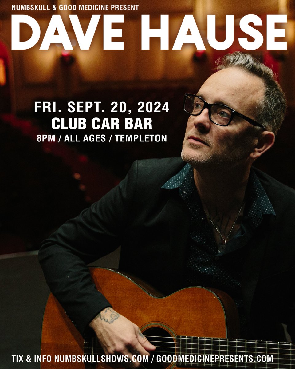 .<a href="/hausedave/">Dave Hause</a> rolls through #ClubCarBar tomorrow night! Grab tickets while you can: tickets.goodmedicinepresents.com/e/dave-hause

<a href="/NumbskullShows/">Numbskull Shows</a> #goodmedicine #templeton