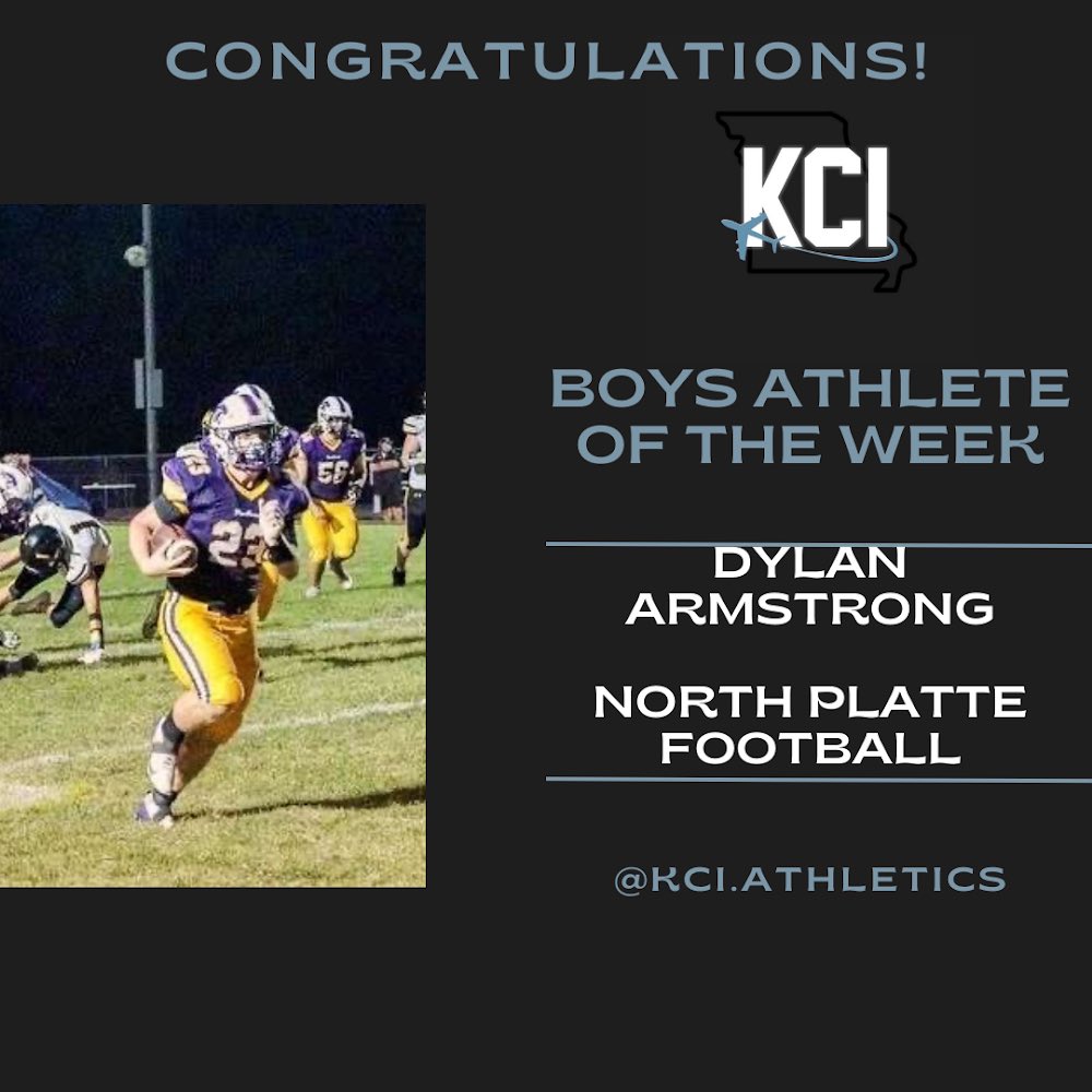Introducing our Boys Athlete of the week, Dylan Armstrong from North Platte Football! Dylan accumulated over 100 all purpose yards, 3 touchdowns and 10 tackles on Friday, leading the Panthers to a 26-20 victory over Lathrop!