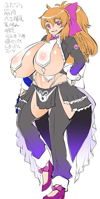 1年近く前になんとなくネタ募集したドスケベ魔法少女を作りました。前垂れをめくると穴あき下着(しまぱん)とふたちんが登場します 