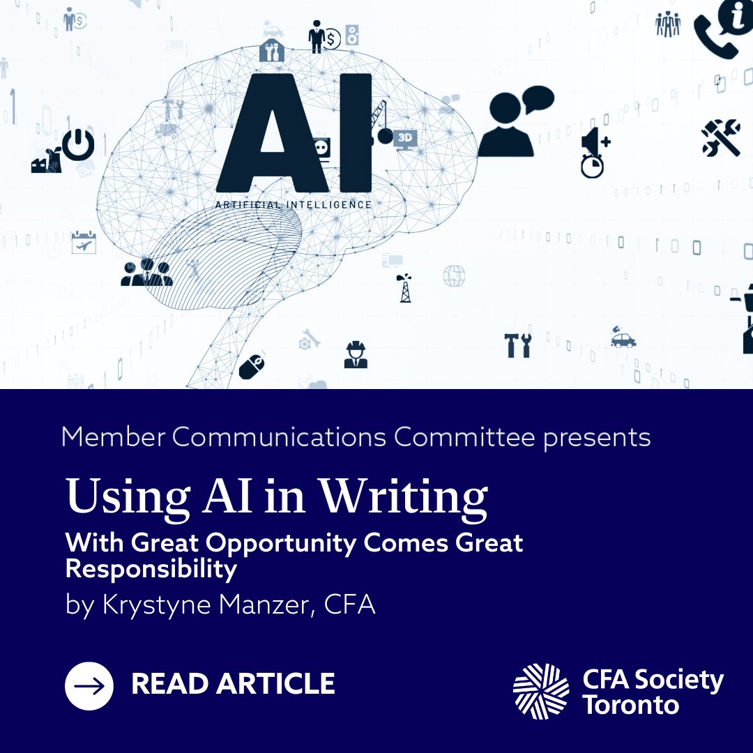 Generative AI (GenAI) can help—but it's not all smooth sailing! Read up on our latest feature from #CFASocietyToronto the Analyst "Using AI in writing.

🔗cfatoronto.ca/insights-and-u…

Subscribe to access the articles for free!

#CFAToronto #GenAI #Finance #Investment