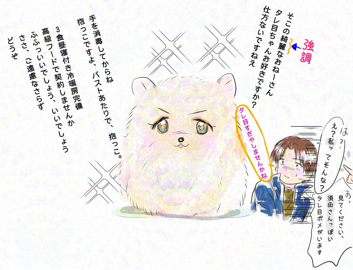 #100日チャレンジ

37日目
#一日一絵

ペットショップに二匹のイケメンポメがいる。
安定のタレ目ちゃんである🤣目が合うと落とされそうになる程イケメンオーラ✨

#絵描きさんと繋がりたい
#イラスト 