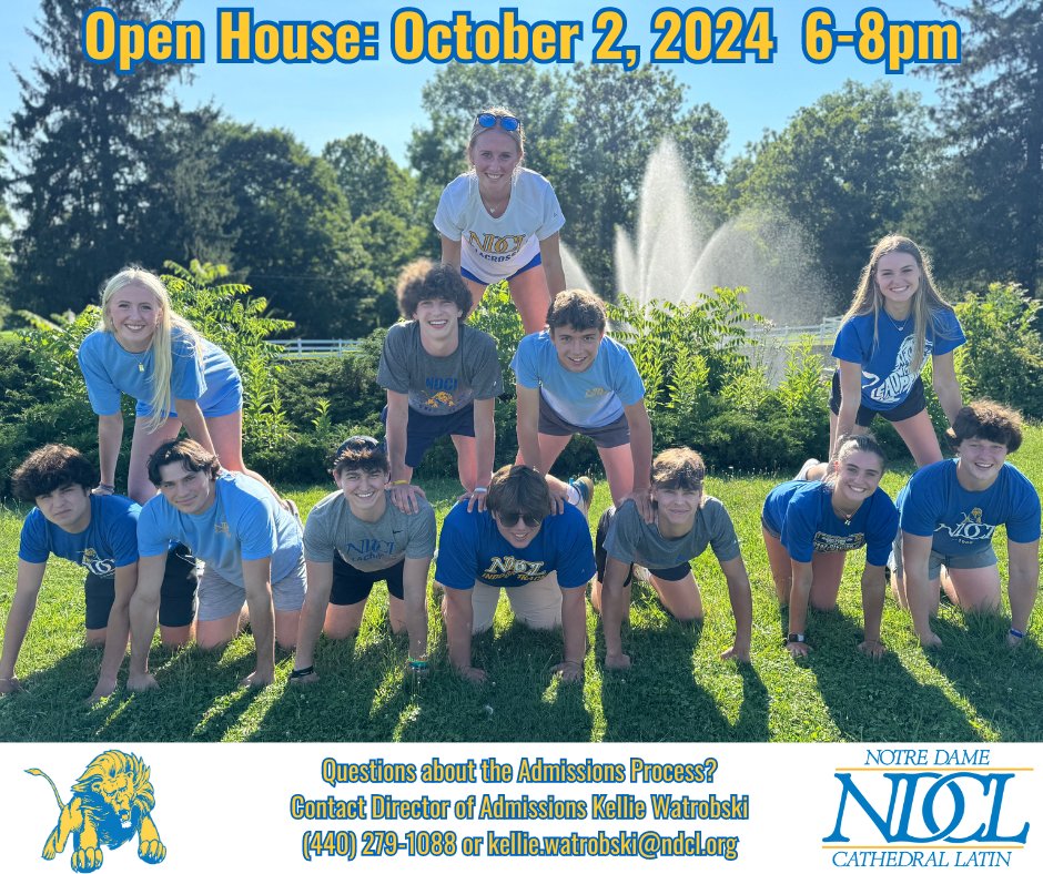 Join us on Wednesday October 2nd for our Open House!

Meet teachers and coaches, get a tour of our campus, and learn more about being a Lion.

Register using this link: bit.ly/ndclopenhouse

What will you do with your four years?

#NDCL #Lions #WeAreNDCL #YourFourYears