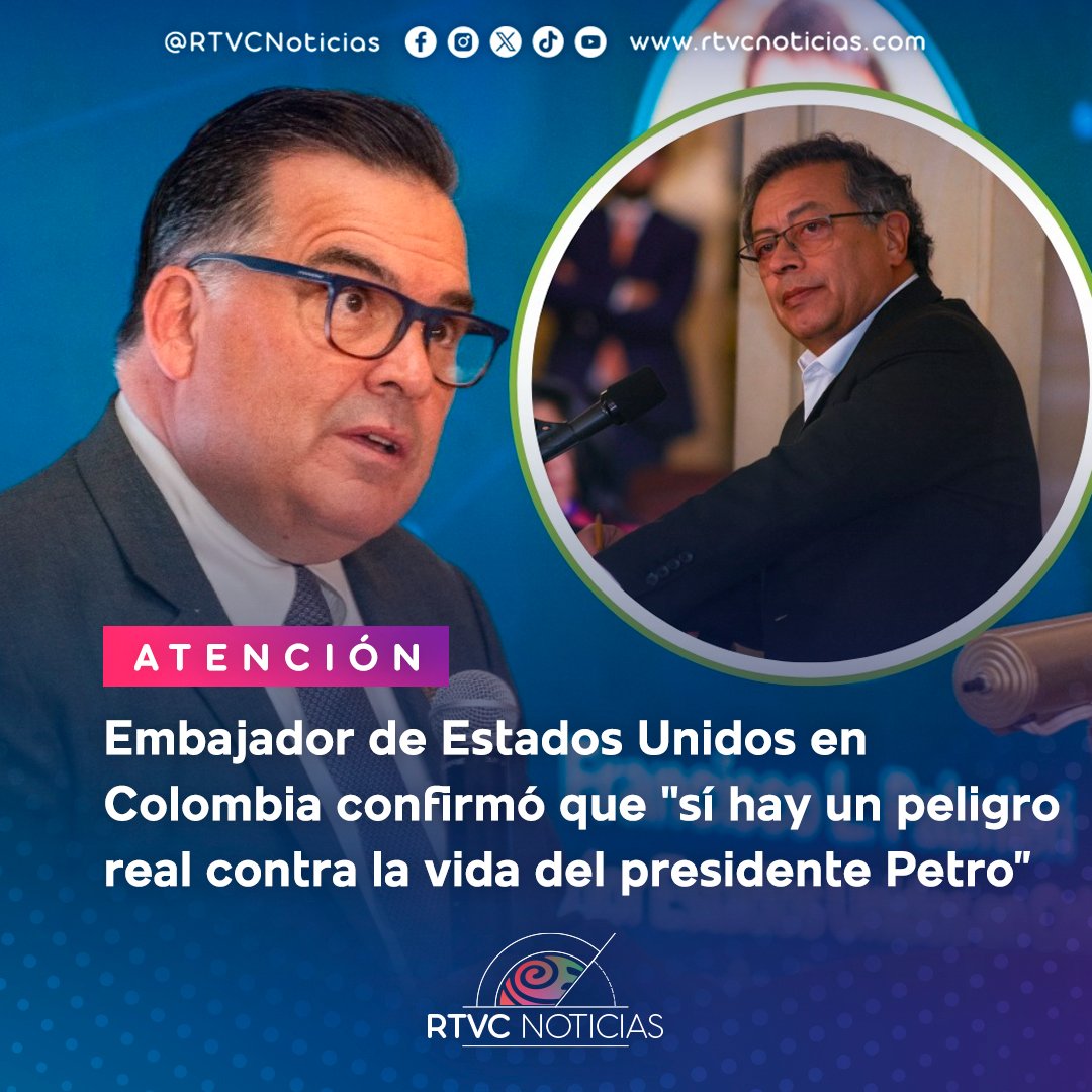 RTVCnoticias's tweet photo. 🇨🇴🚨¡ATENCIÓN!🚨 En entrevista a Caracol Radio, Francisco Palmieri afirmó que sí existe un plan para atentar contra el presidente @petrogustavo, el cual también está en conocimiento de la DEA.

Detalles de la denuncia acá▶️ https://t.co/YSWgI2FH0m https://t.co/8VZVmrwNvb