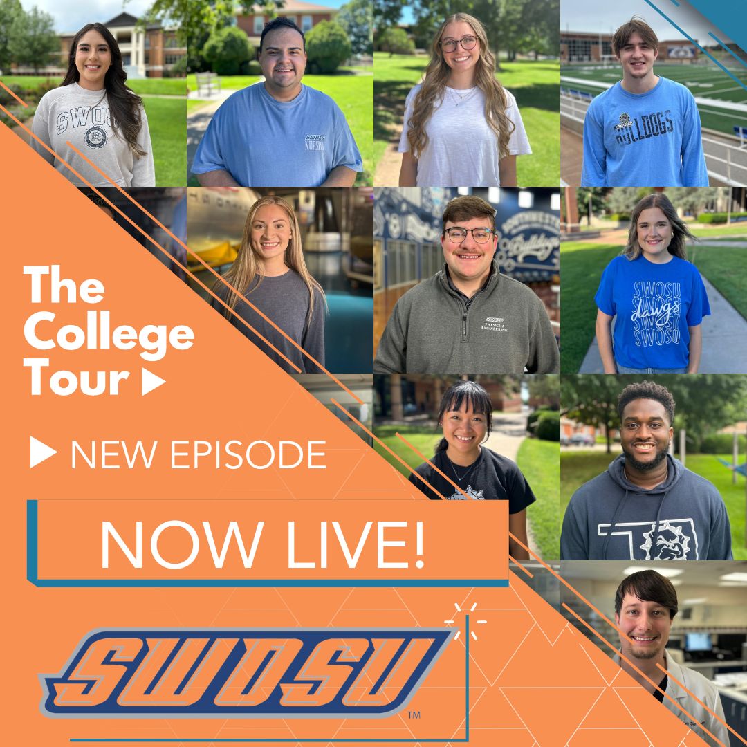 🎓🌟 Explore SWOSU on #TheCollegeTour! With 100+ affordable programs and a vibrant community, SWOSU is shaping futures in Oklahoma. 

Follow the journeys of 10 incredible students in pharmacy, business, education &amp; more. 🎥✨

Watch now! 
thecollegetour.com/tour-colleges/…