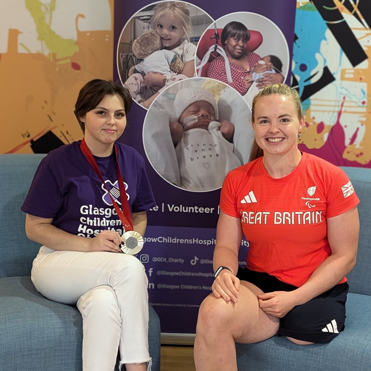 GCH_Charity's tweet photo. Glasgow Children's Hospital Charity had the honour of welcoming Paralympic silver medallist @HopeGordon_ along to @RHCGlasgow 🥈

Hope competed in Paracanoeing, and was a former patient of Yorkhill. She also kindly brought along her medal to show some of our young patients! 💜 https://t.co/wtM80vcoEY