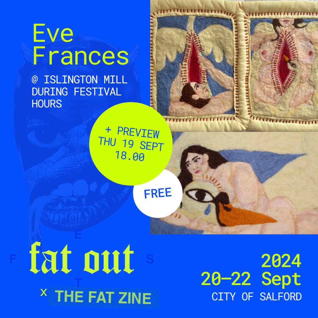 ONE DAY TO GO ⏰ 'til Fat Out Fest 24, we’re so excited to have y’all here with us.

Venue access info + our safer spaces statement: fatout.info/safer-spaces

PLUS wuu2 today @ 6pm? Come preview the wonderful Eve Frances’ exhibition, before the festival proper.

👁 Fat Out x