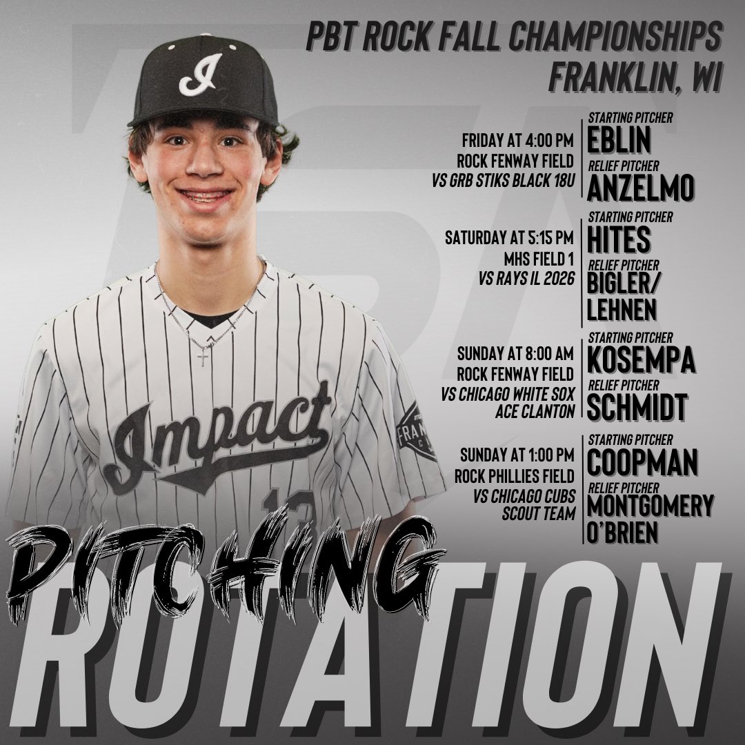 🚨FALL UPPER CLASS - FRITZE PITCHING ROTATION🚨

PBT Rock Fall Championships <a href="/PrepBaseballWI/">Prep Baseball Wisconsin</a> 

GB Player Profiles: isarecruiting.com/gb-baseball-isa

West Player Profiles: isarecruiting.com/west-baseball-…

#isaproud #makeanimpact #fallball #pitchingrotation
