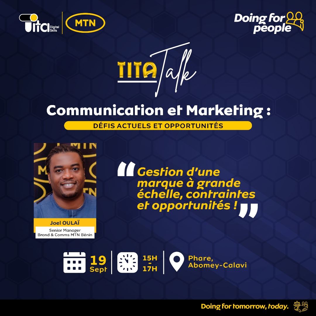 "Il y a trois choses à faire pour arriver à un niveau de Brand Manager &amp; Comms:
-Le goût du risque
-Le niveau de détermination 
-Le professionnalisme "
Joël OULAÏ lors du #Titatalk organisé par #TitaByMtn .

#Reseautage #LeBéninQueJaime #DigitalSkills