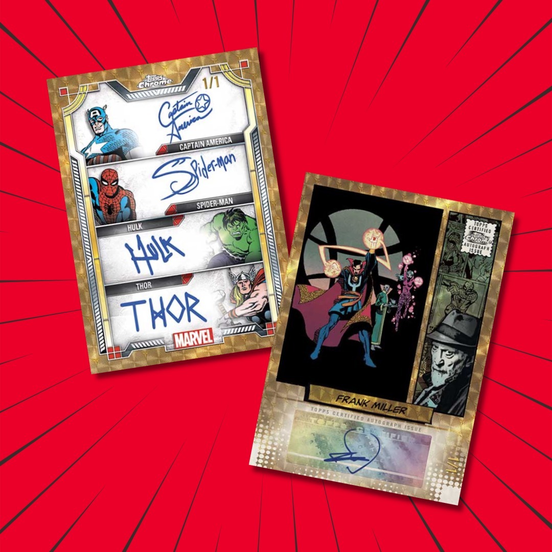Hit_Seekers's tweet photo. 2024 @Topps Chrome Marvel is in stock! This European-exclusive release is the first Marvel set under the popular brand. Hunt elusive creator autos as well as refractors, short prints, and 1/1 superfractors of your favorite superheroes. Find it in shop or on stream while it lasts! https://t.co/6HcCr6fLOo
