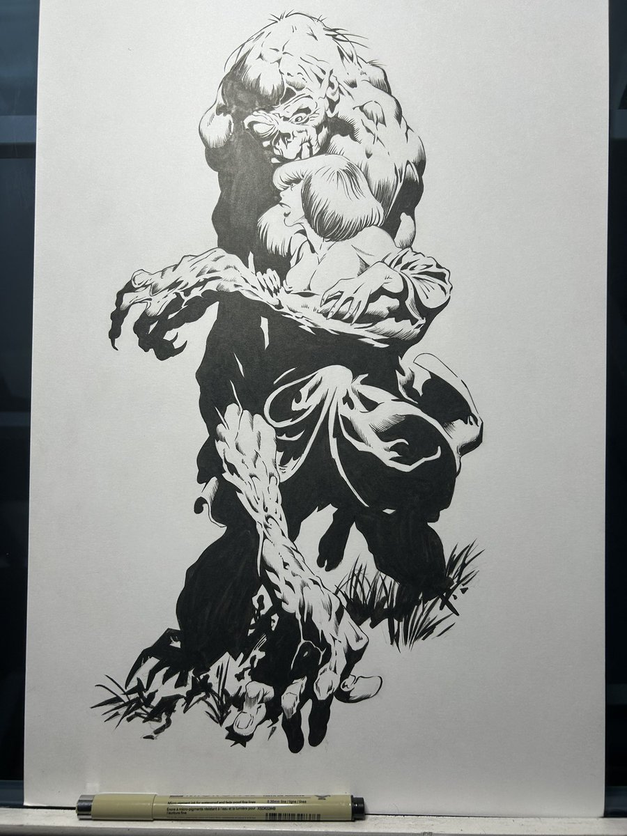 salsdad2018's tweet photo. Finished inking the Bernie Wrightson monster piece ✍🏼😅 #Wrightson #ComicArt https://t.co/xlZZm5DBrb