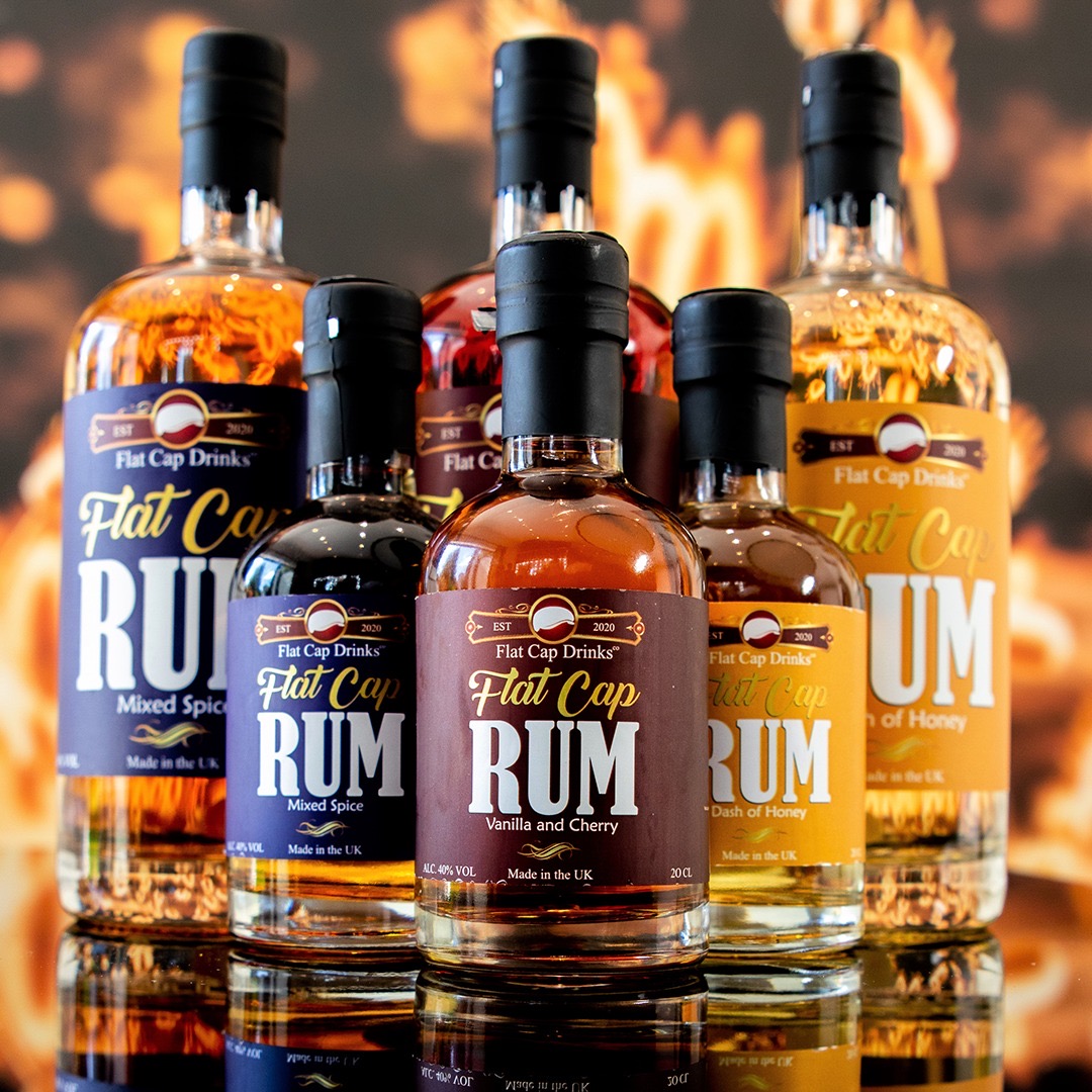UKRumfest's tweet image. #UKRUMFEST are pleased to welcome #FLATCAP Rum this year. Their blends are Mixed Spice, Vanilla and Cherry, Dash of Honey and launching at RumFest their Pure White Rum! STAND 47 🎟️ bit.ly/RumFestTickets