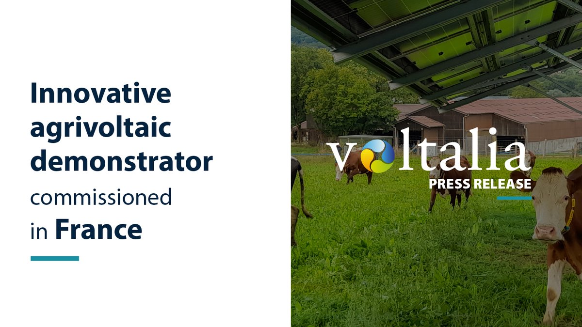 VoltaliaSA's tweet photo. Innovative #agrivoltaic demonstrator commissioned in #France 🇫🇷🌱🐄
🇬🇧 PRESS RELEASE | https://t.co/1bt9RW83Sp
🇫🇷 COMMUNIQUÉ DE PRESSE | https://t.co/hQbf6vTbVP https://t.co/xSMsZDCjwF