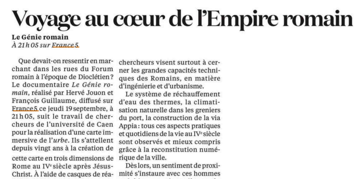 francetvpro's tweet photo. #LesMediasEnParlent dans @le_Parisien @OuestFrance @LaCroix 

Science Grand Format présenté par Mathieu Vidard
Le génie romain

#ScienceF5 #documentaire

▶️Jeu 19/09 à 21.05 | #France5 &amp; https://t.co/JqV7mXAoWY https://t.co/9rCbX7bYba