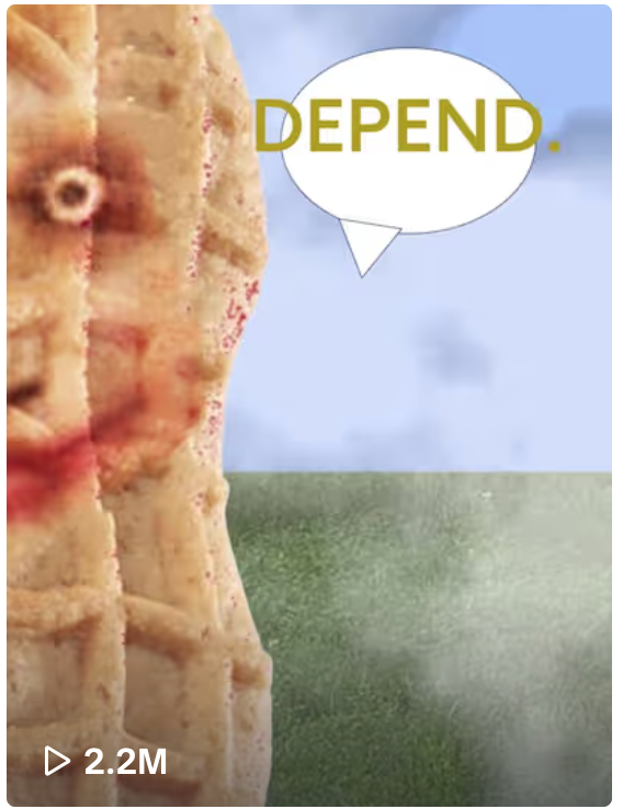 Nutterbutter is getting major pickup on TikTok for its surrealist approach to design assets. 

If Gen Z's aesthetic is "authentic anti design", Nutterbutter is taking it further, to antagonistic design that doesn't create any product appeal. In terms of engagement, it's working.