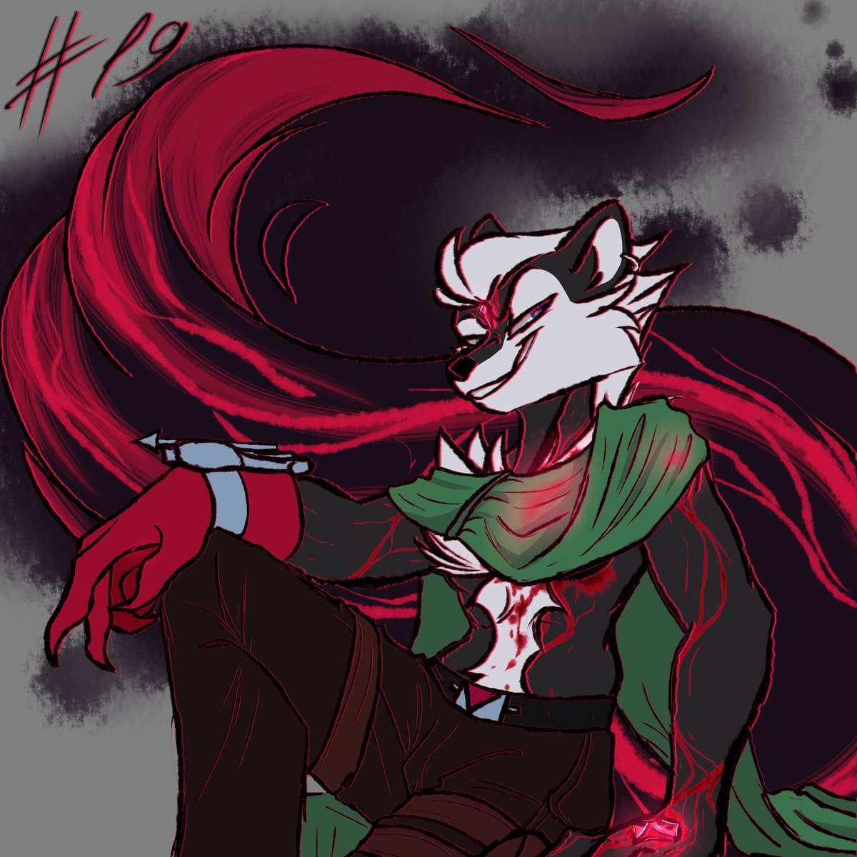 CContemplator's tweet photo. Day 19: My Personal Idea. Geoffrey instead of the Infinite. My friend and I worked on it and it turned out to be rather dark. Five rubies represent the five team members he has lost.
#Skunktember #GeoffreystJohn
#SonicTheHedeghog #SonicArchie https://t.co/410C10CIpQ