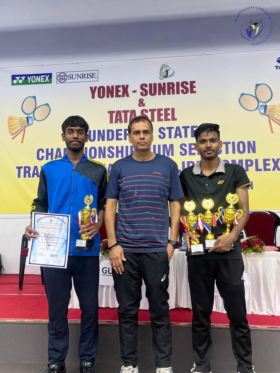 HGBAcademy's tweet photo. Hearty congratulations to Sachin &amp; Neeraj from @heartfulness Gopichand Badminton Academy for winning the Singles and Doubles in Mixed Doubles at the Jharkhand State Championship and also for their well-deserved selection to the state team!

@PGopichand73 

#badminton https://t.co/Ihs88MPndH