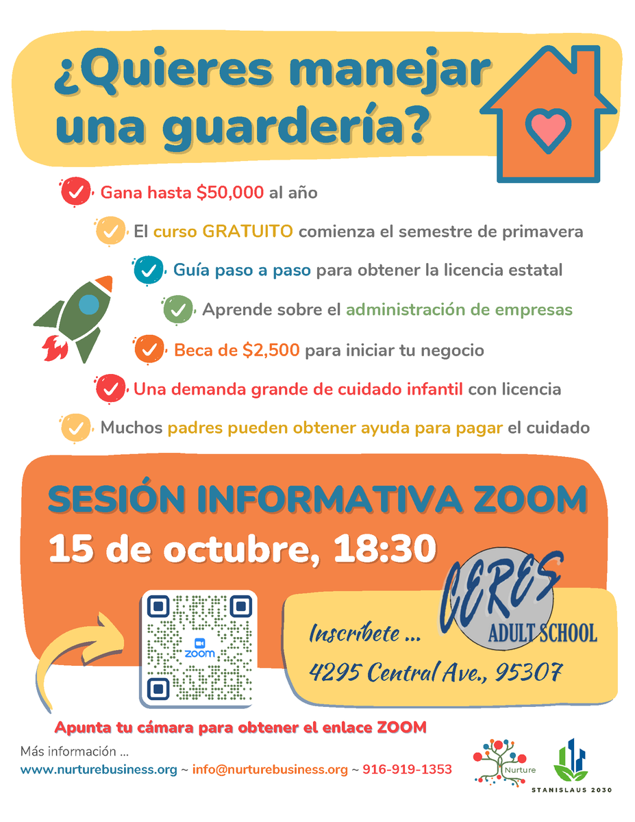 CeresAdult's tweet photo. Are you passionate about nurturing young minds and considering starting a home daycare?  Join us for an Information Night where you’ll get all the details you need to get started! Don’t miss out! Register in person at Ceres Adult School to secure your spot. https://t.co/11Yljyns8k