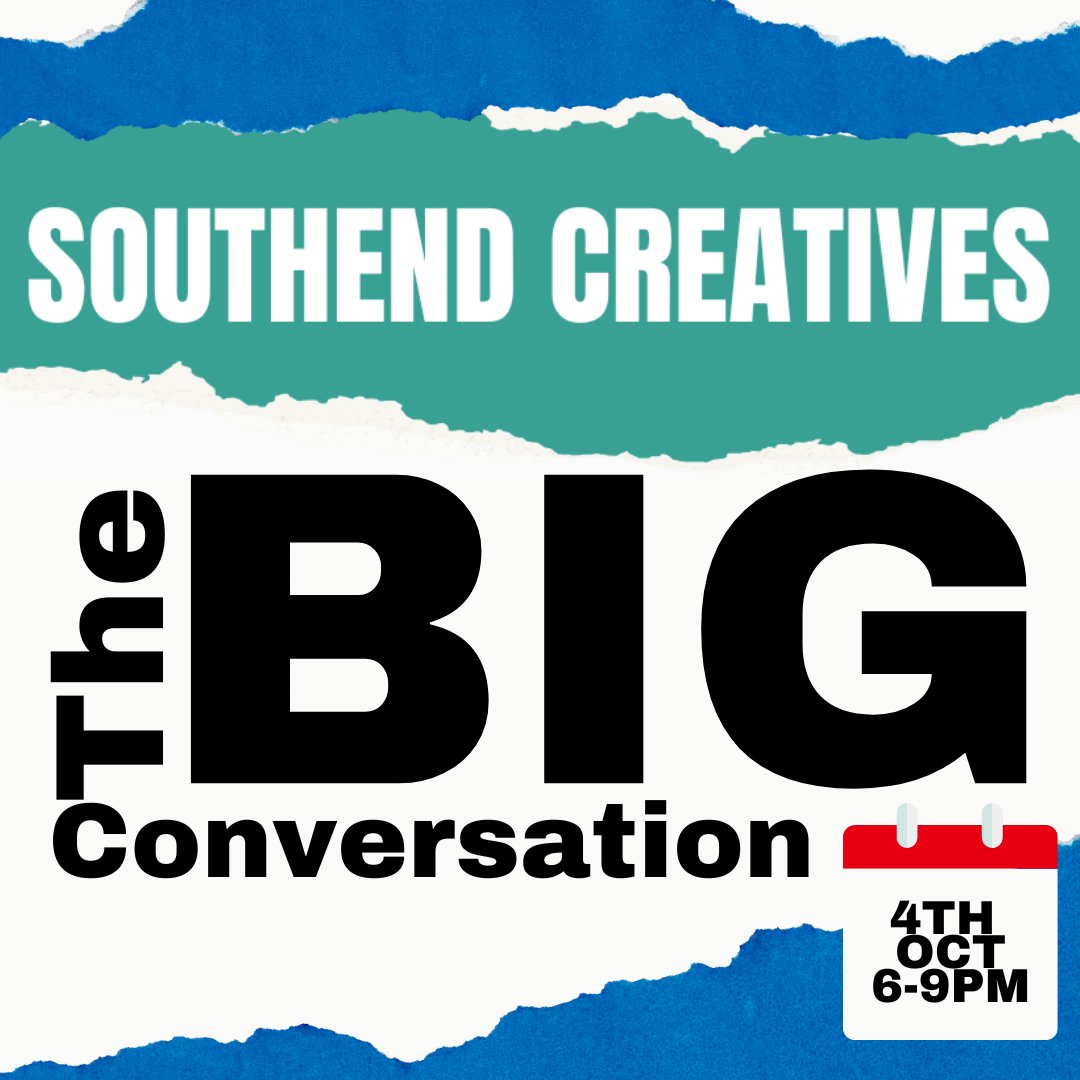 Join Southend Creatives for the BIG Conversation on Friday 4 October at the Cliffs Pavillion

This free event aims to facilitate conversations between Southend's creative community &amp; local political leaders. A great opportunity to network &amp; say hello!

tickettailor.com/events/creativ…