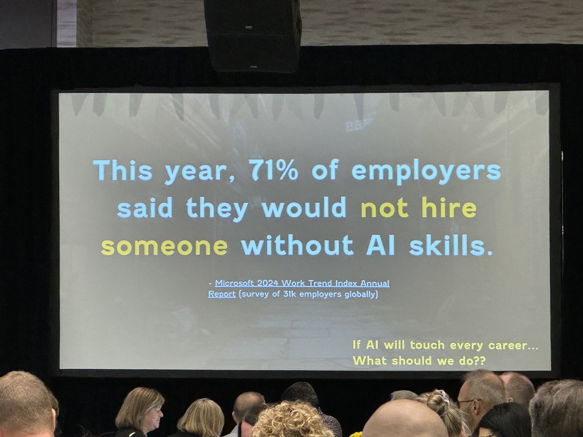MAASE4ALL's tweet photo. Have you registered for our AI webinar series yet? This statistic shared at the MASA conference today is staggering! MAASE is prepared to support your learning in this area. Don't get left behind! https://t.co/DpEyZv29ku...
#maaselearns #AIEducation @MASASupts https://t.co/n45N2Tro62